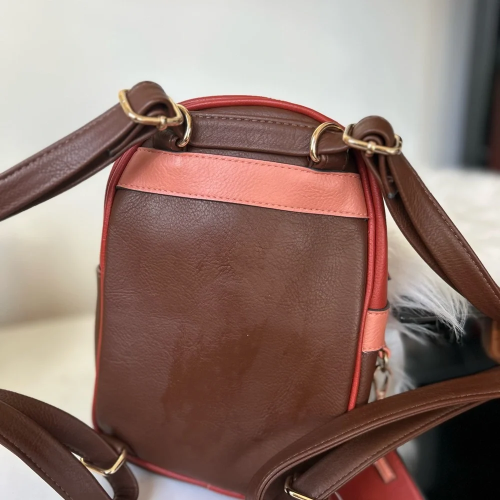 Elegant Red and Brown Women's backpack Bag new